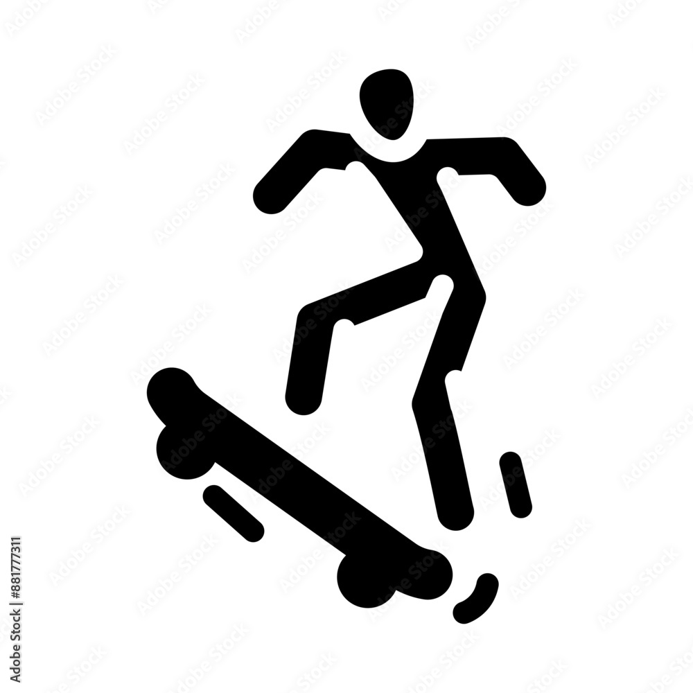 ollie skate sport glyph icon vector. ollie skate sport sign. isolated symbol illustration ollie skate sport glyph icon vector. ollie skate sport sign. isolated symbol illustration