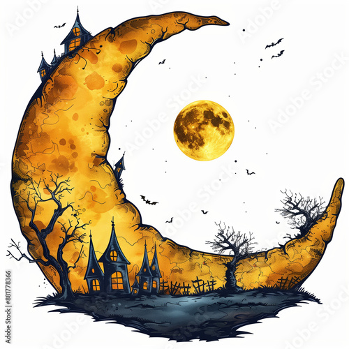 Halloween moon isolated on ...