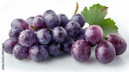 High-Resolution Photo of a Single Grape and a Cut Grape on a White Background, Smooth and Shadowless, Captured with Professional Photography Techniques