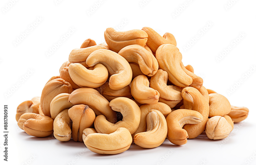 cashew nuts in isolated white background. cashew nuts peeled cashew nuts in isolated white background. cashew nuts peeled