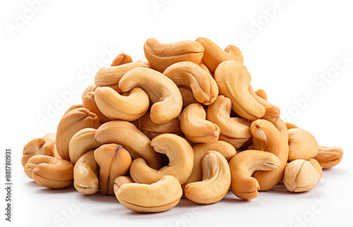 cashew nuts in isolated white background. cashew nuts peeled