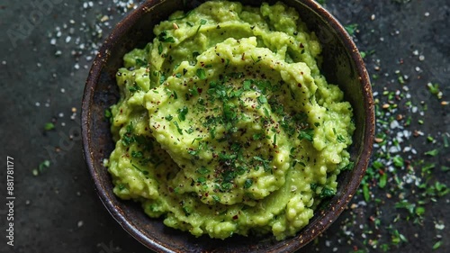 Fresh Homemade Guacamole in a Rustic Bowl