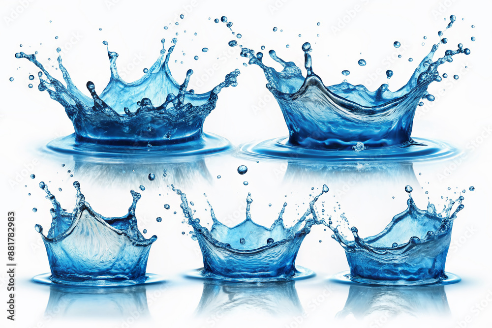 Set of blue water splashes, cut out Set of blue water splashes, cut out