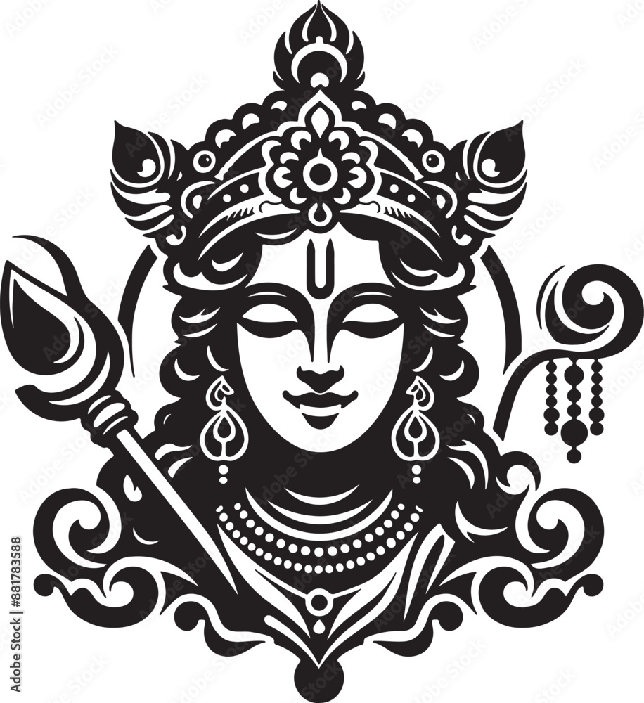 Krishna silhouette vector art illustration Krishna silhouette vector art illustration