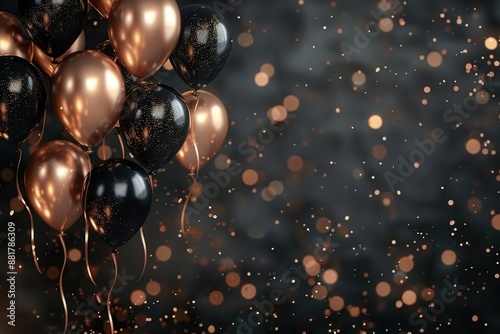 Wallpaper Mural Elegant black and gold balloons with bokeh lights creating a festive and glamorous atmosphere, perfect for celebrations and events. Torontodigital.ca