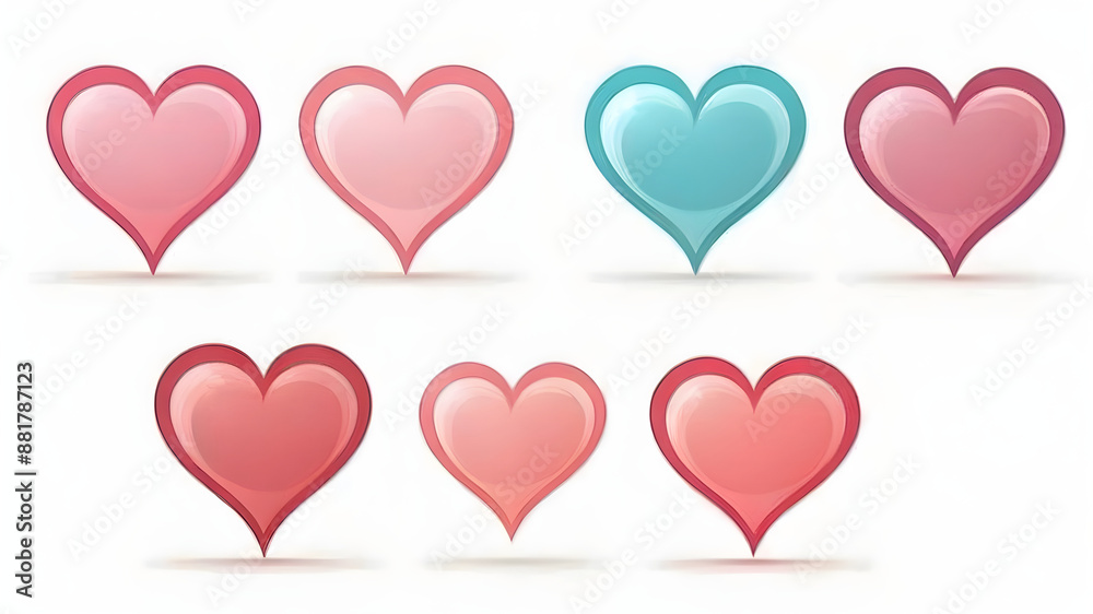 set cute hearts isolated on white background set cute hearts isolated on white background