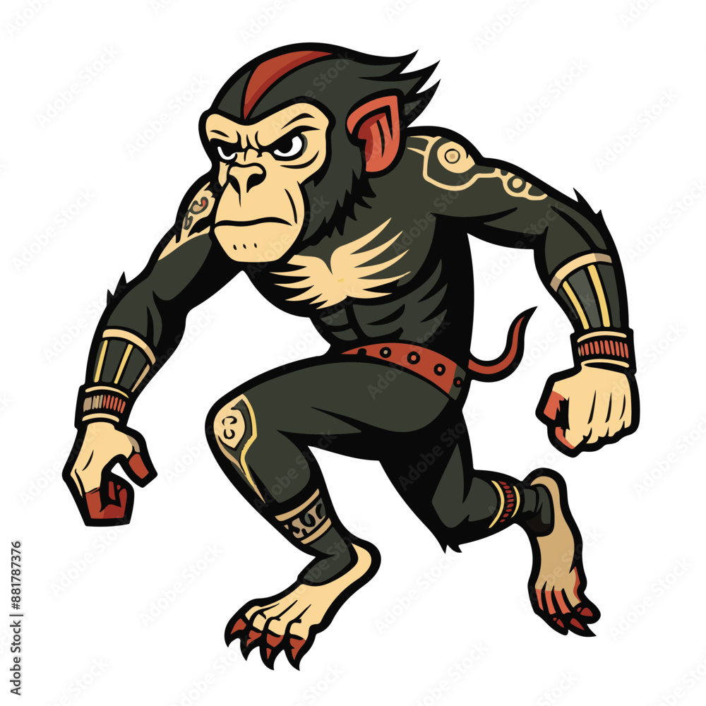 A nice chimpanzee cartoon silhouette vector art illustration free Download A nice chimpanzee cartoon silhouette vector art illustration free Download
