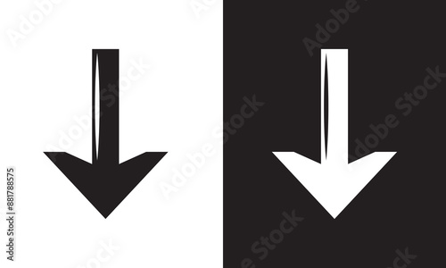 Straight pointed arrow icon. Black and black arrow pointing to the right. Black and white direction pointer set. EPS 10