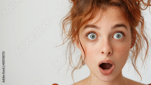 Someone with eyes and mouth wide open, clearly displaying surprise and shock against a light background, highlighting the suddenness of their reaction.



