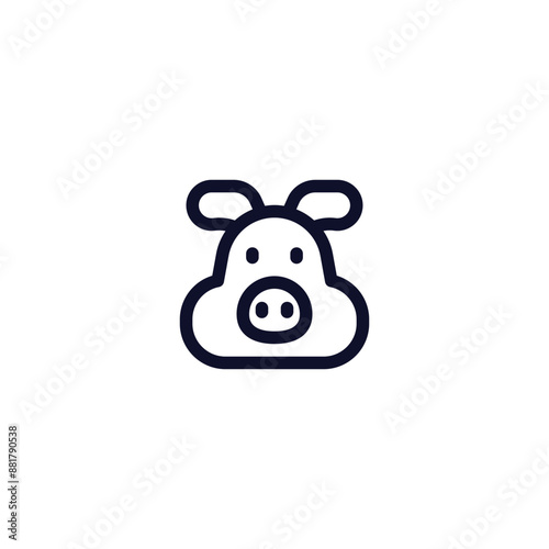 Simple line drawing of a pigs face
