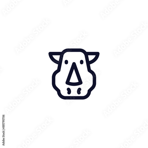 Simple line drawing of a rhinoceros head facing forward