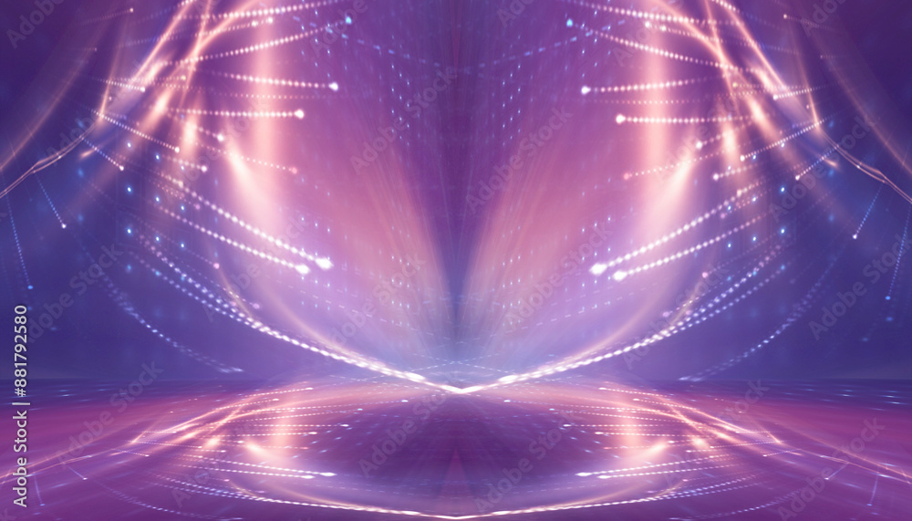 Fototapeta premium Abstraction with rays and neon.