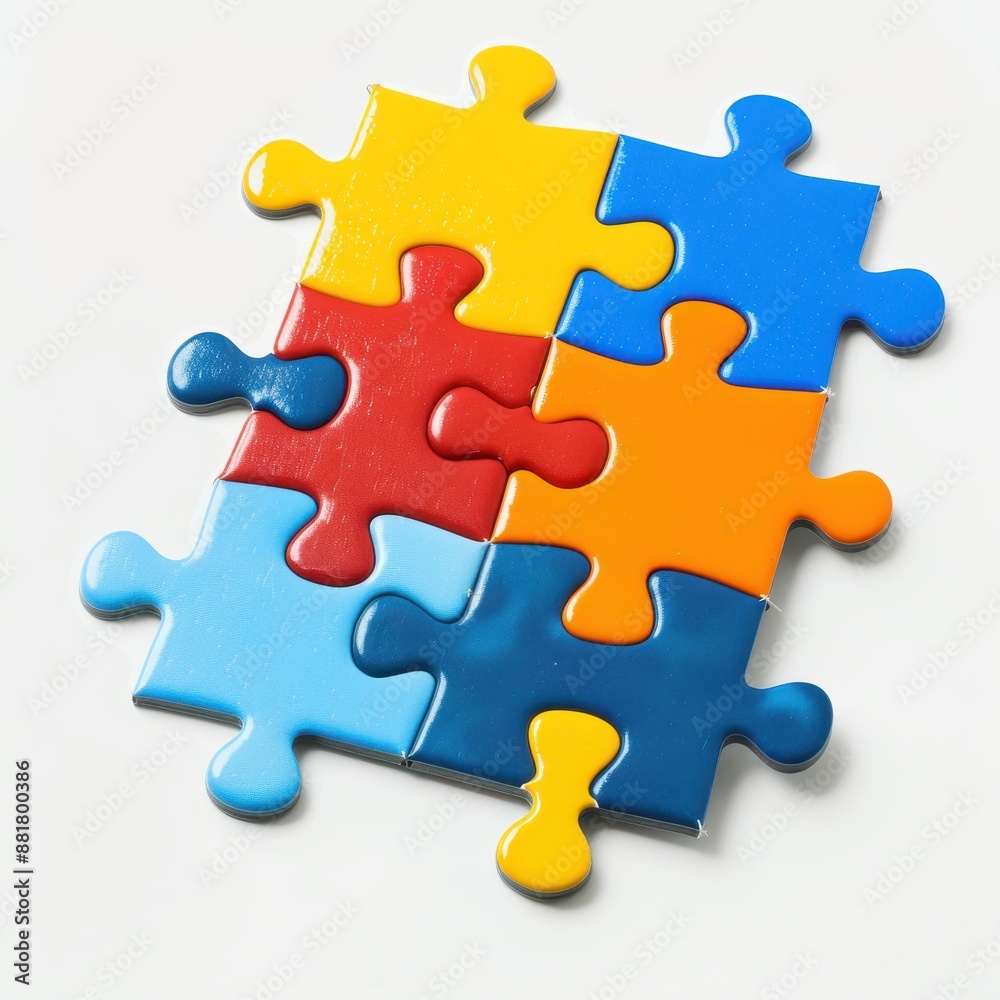 Colorful interconnected jigsaw puzzle pieces fitting together, symbolizing unity, teamwork, and problem-solving on a white background. Colorful interconnected jigsaw puzzle pieces fitting together, symbolizing unity, teamwork, and problem-solving on a white background.