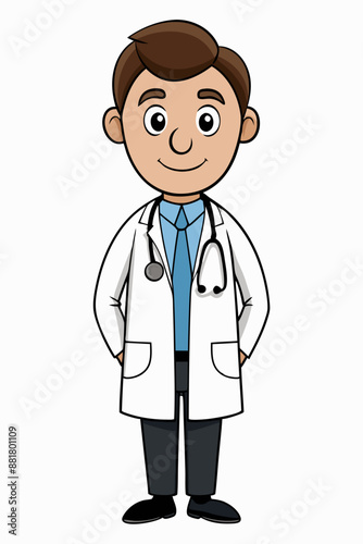 Doctor standing icon vector art illustration