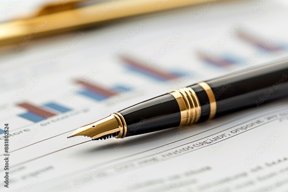 graphs and pen, official document graphs and pen, official document