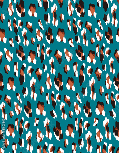 Seamless Endless Leopard Animal Skin Geometric Print Pattern Colorful Batik Background