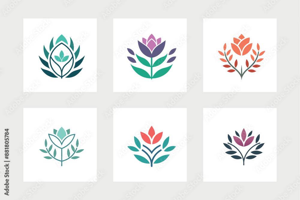 Flower logo vector art illustration.