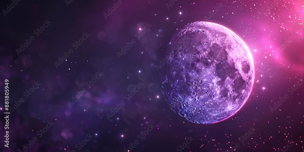 © Pual GotoMars - Beautiful moon in a purple galaxy with stars and cosmic clouds, evoking wonder and space exploration. © Pual GotoMars - Beautiful moon in a purple galaxy with stars and cosmic clouds, evoking wonder and space exploration.