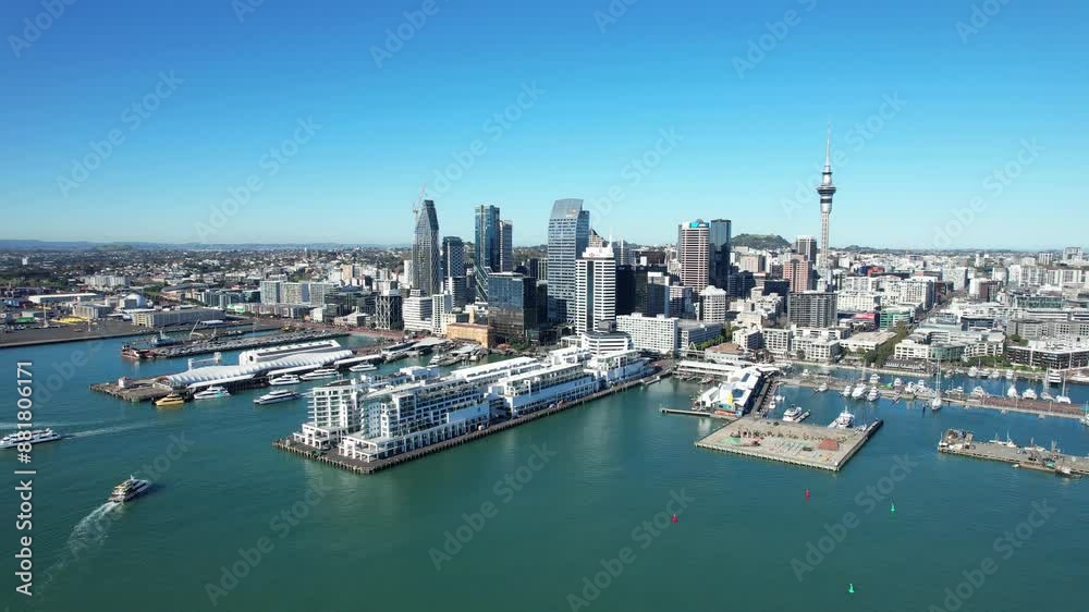 Cityscape And Marina In Auckland, New Zealand - Aerial Drone Shot Cityscape And Marina In Auckland, New Zealand - Aerial Drone Shot