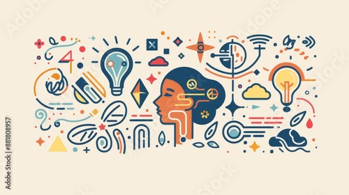 Wallpaper Mural Personal Growth Related Banner Design with Line Icons. Learning, Goals, Creativity, Motivation, Vision, Training, Development Torontodigital.ca