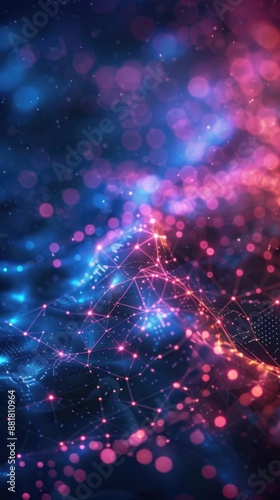 Futuristic digital background with interconnected nodes, abstract circuits, and light trails, ideal for visualizing technological workflows 