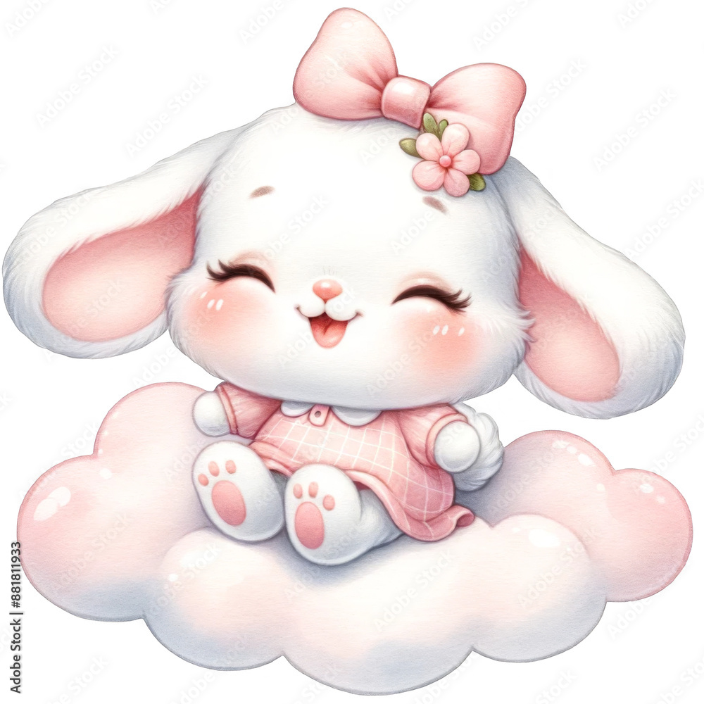 Cute bunny on the cloud Cute bunny on the cloud