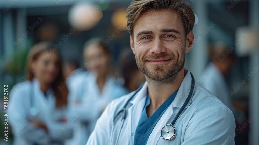image of confident male doctor in medical uniform. image of confident male doctor in medical uniform.