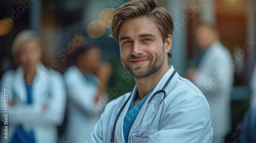 image of confident male doctor in medical uniform. © Игорь Розводовский