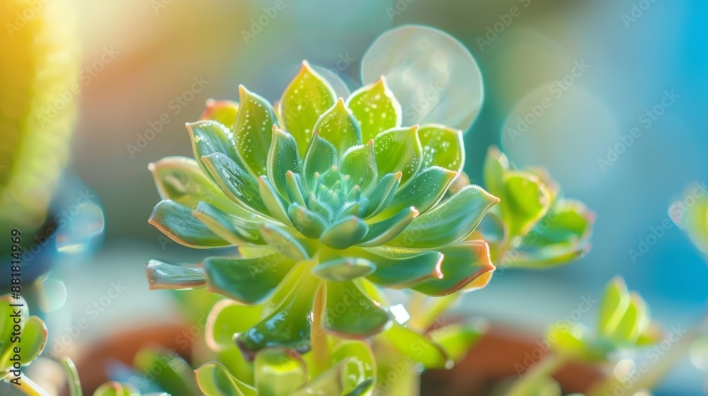 Fototapeta premium Closeup of sprout in a posy arrangement, detailed textures, natural light, vibrant colors, dynamic scene