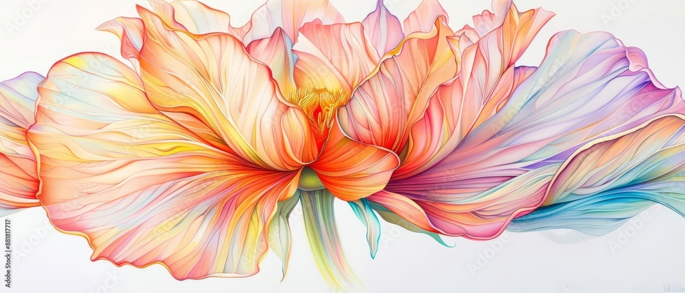 Fototapeta premium Delicate watercolor painting of a blooming flower with soft petals.