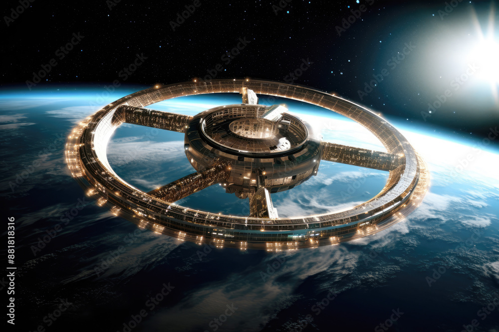 generated illustration of futuristic space station generated illustration of futuristic space station