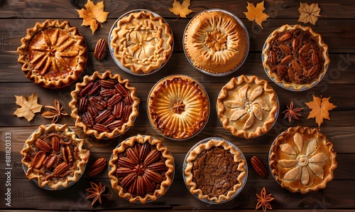 collection of autumn pies, Generative AI