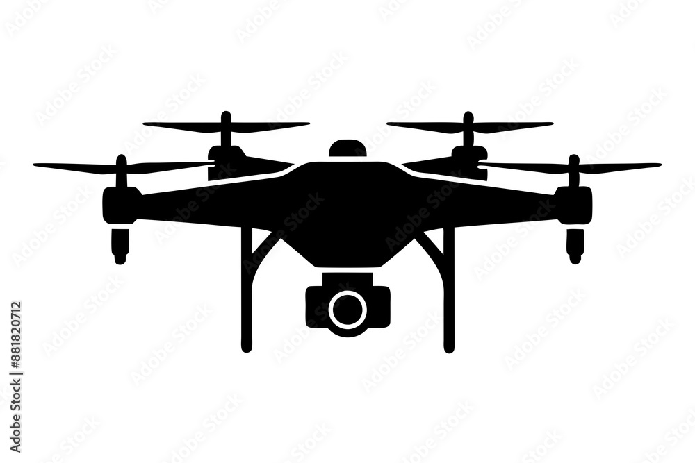 Drone icon silhouette vector art illustration on white background Drone icon silhouette vector art illustration on white background
