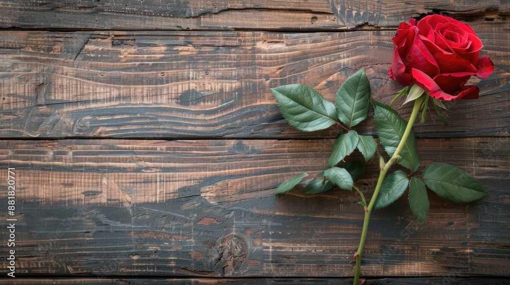 Rose on wooden background for greeting card design Rose on wooden background for greeting card design