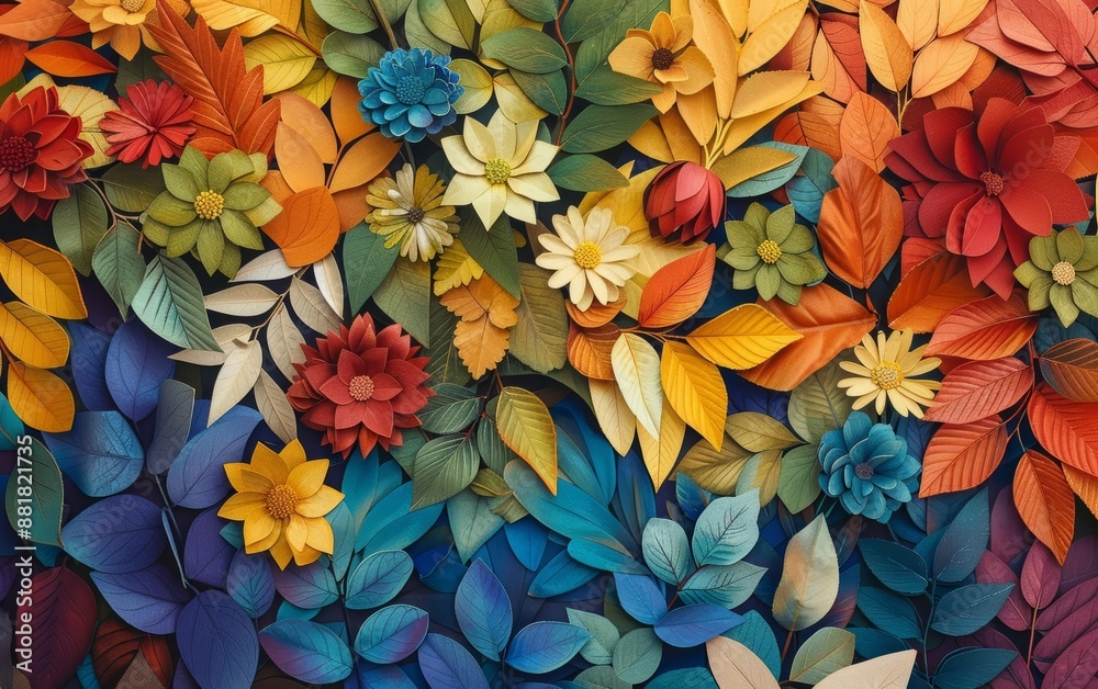 Garland in a yard, intricate details, vibrant hues, serene and dynamic nature