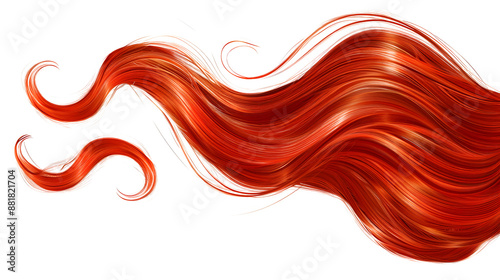 a lock of red hair isolated on a white background, realistic