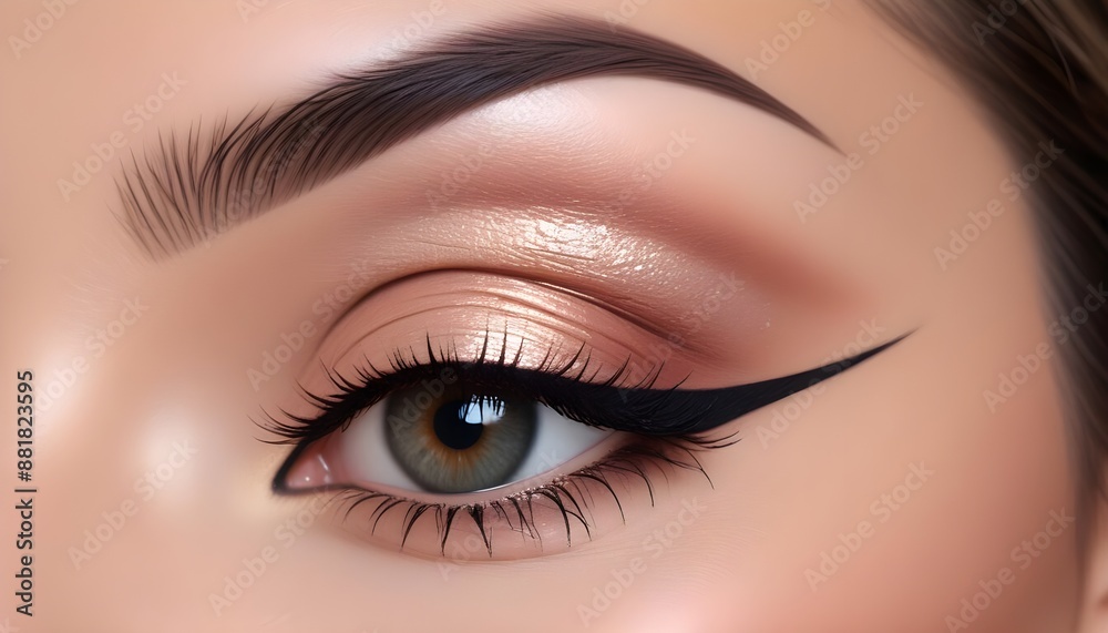 Obraz premium Detailed facial close-up of a female with skillfully executed makeup