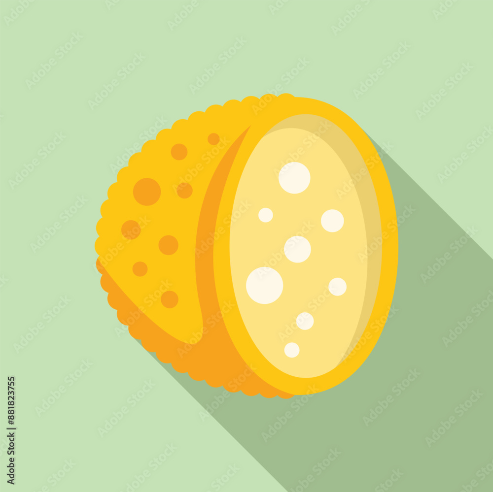 Fototapeta premium Round piece of cheese is shown with a segment removed to reveal the creamy texture and holes inside