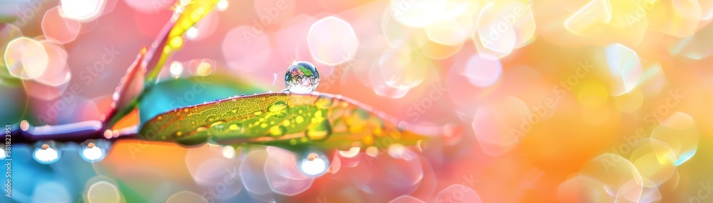 Nectar on vegetation in a greenhouse, detailed macro shot, vibrant and dynamic natural scene Nectar on vegetation in a greenhouse, detailed macro shot, vibrant and dynamic natural scene