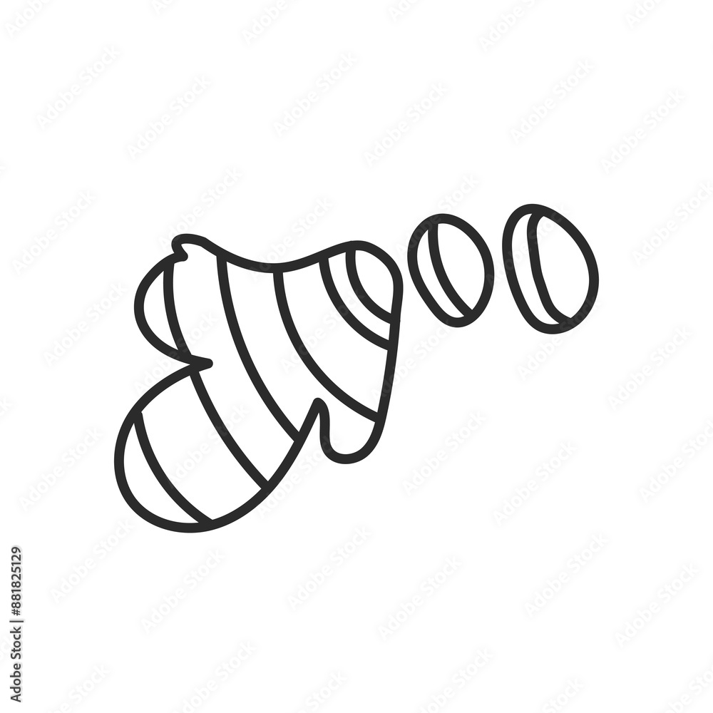 Chopped Ginger with pieces Doodle Line Icon. Slices of root. Spice, Food and drink ingredient. Folk Medicine. Outline vector illustration. Chopped Ginger with pieces Doodle Line Icon. Slices of root. Spice, Food and drink ingredient. Folk Medicine. Outline vector illustration.