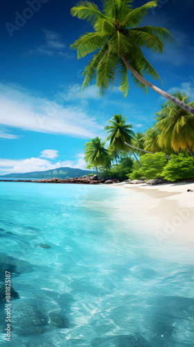 digital tropical island beach sea design graphics poster mobile phone background