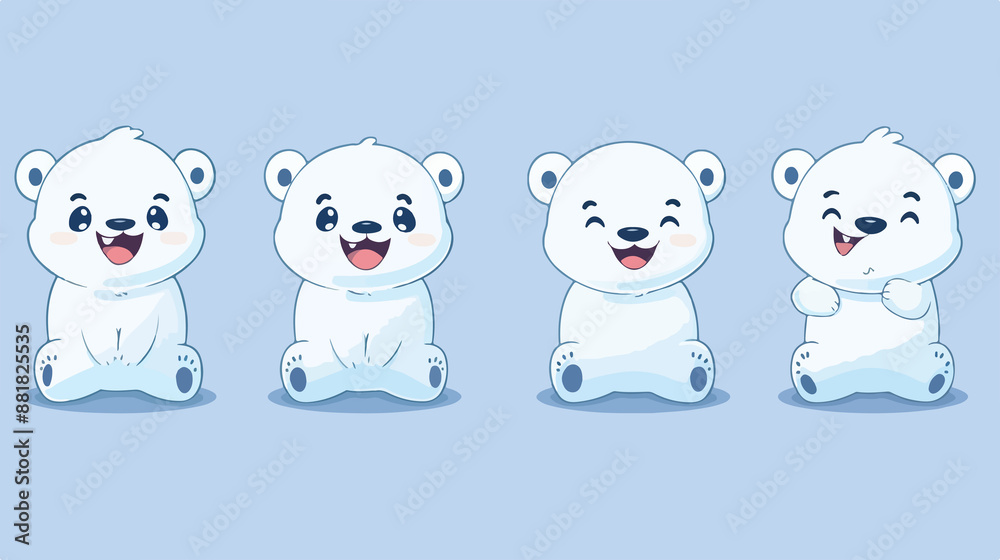 set of cartoon animals, funny polar bear cartoon character set of cartoon animals, funny polar bear cartoon character