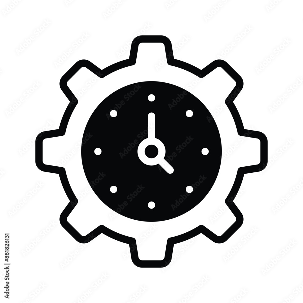 Clock with gear showing concept vector of time management, high quality graphics Clock with gear showing concept vector of time management, high quality graphics