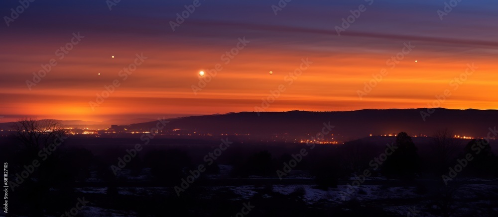 Orange and Blue Sunset Over Cityscape Orange and Blue Sunset Over Cityscape