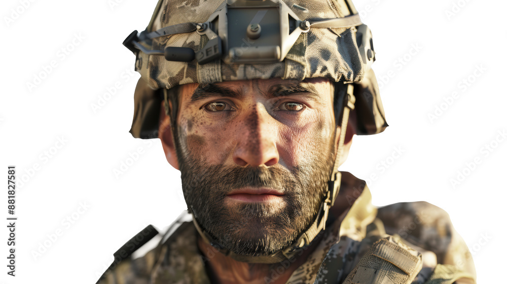 PNG image of serious male soldier