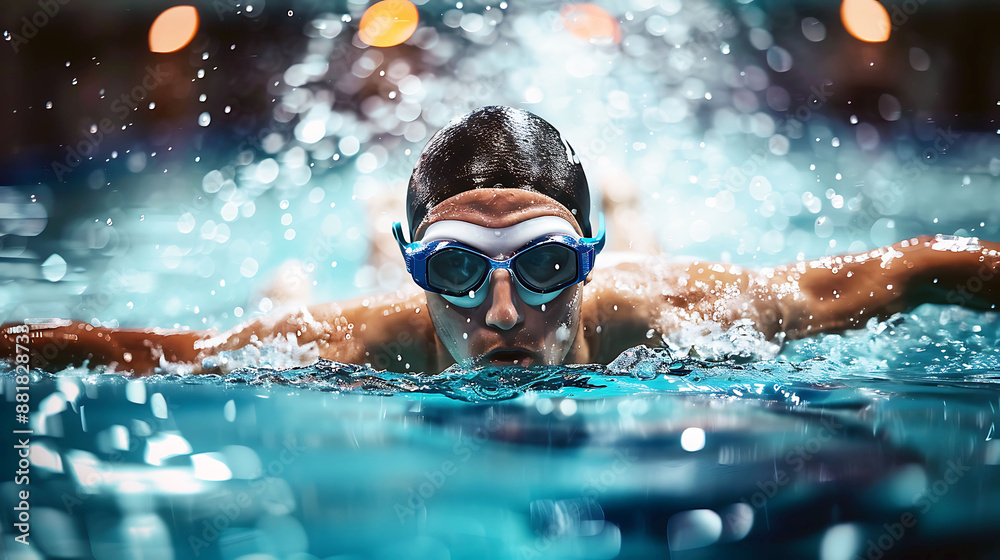 Fototapeta premium Swimmers competing in national swimming competitions