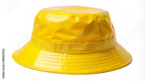 Isolated yellow bucket hat on a clean white background, transparent PNG, fashion accessory, summer vibes, casual style, solo object.