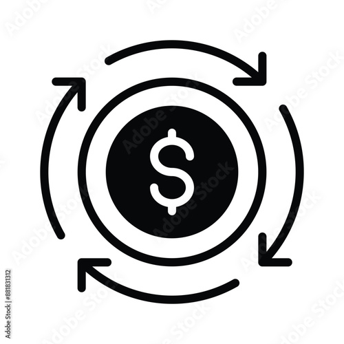 Trendy vector of money flow isolated on white background