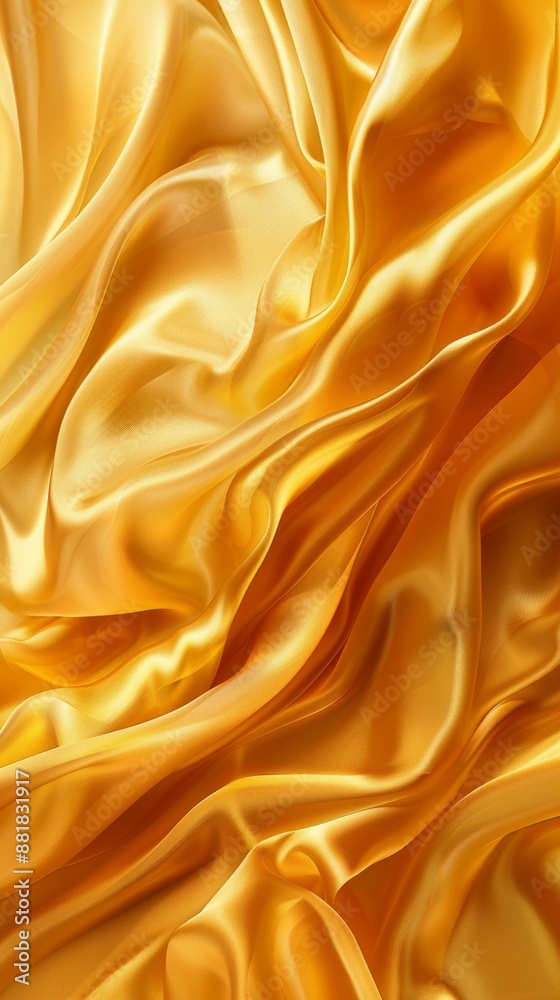 Fototapeta premium Golden silk fabric draping elegantly, creating luxurious background with smooth texture and beautiful pattern perfect for fashion or design projects