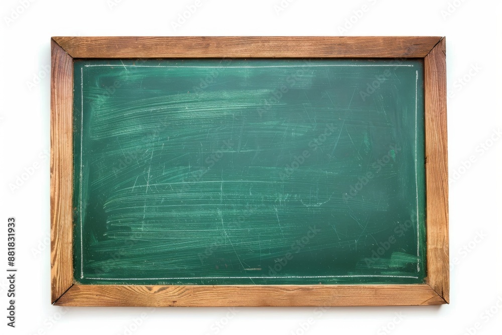 Chalkboard in wooden frame isolated on a white background. Green blackboard background texture Chalkboard in wooden frame isolated on a white background. Green blackboard background texture